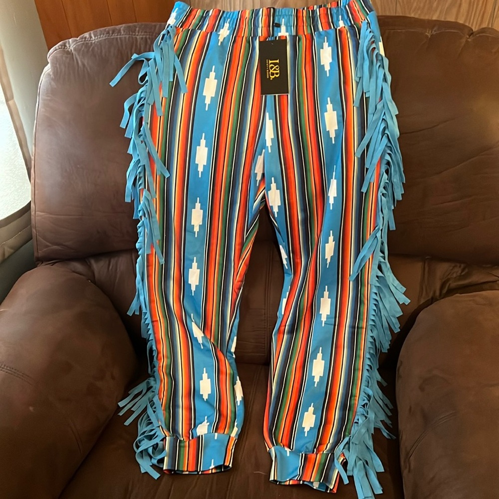 Aztec fringe joggers. size medium